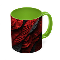 Кружка 3D Red black texture, цвет: 3D-белый + светло-зеленый