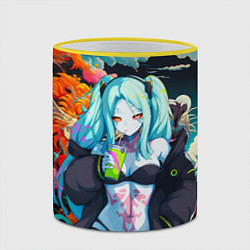 Кружка 3D Ребекка и дракон - Киберпанк аниме, цвет: 3D-желтый кант — фото 2