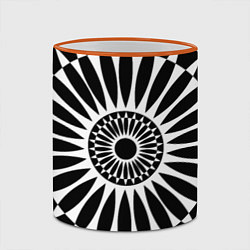 Кружка 3D Черно белый узор с радиусами, цвет: 3D-оранжевый кант — фото 2