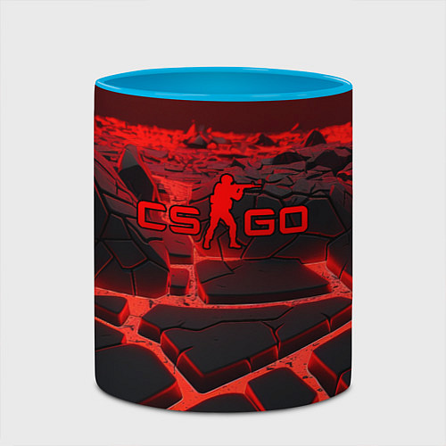 Кружка цветная CS GO red neon texture / 3D-Белый + небесно-голубой – фото 2