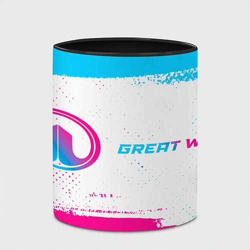 Кружка цветная Great Wall neon gradient style: надпись и символ / 3D-Белый + черный – фото 2