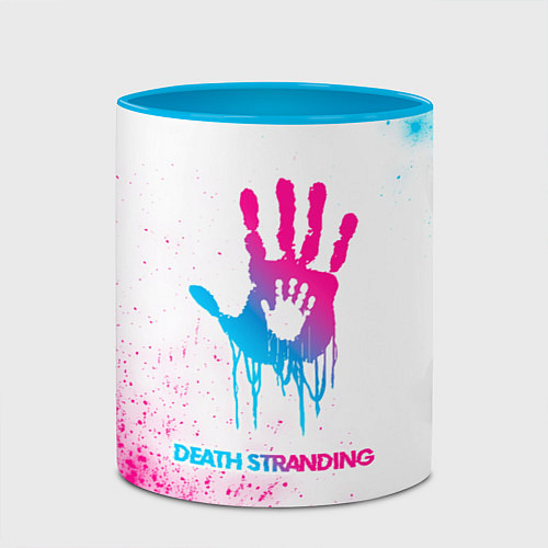 Кружка цветная Death Stranding neon gradient style / 3D-Белый + небесно-голубой – фото 2