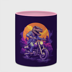 Кружка 3D Динозавр на мотоцикле, цвет: 3D-белый + розовый — фото 2