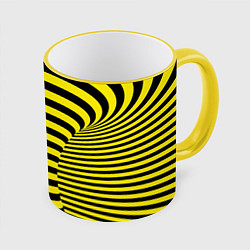 Кружка 3D Осиная талия - полосатая иллюзия, цвет: 3D-желтый кант