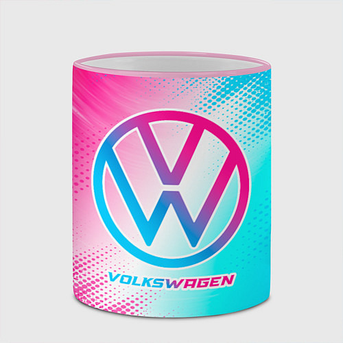 Кружка цветная Volkswagen neon gradient style / 3D-Розовый кант – фото 2