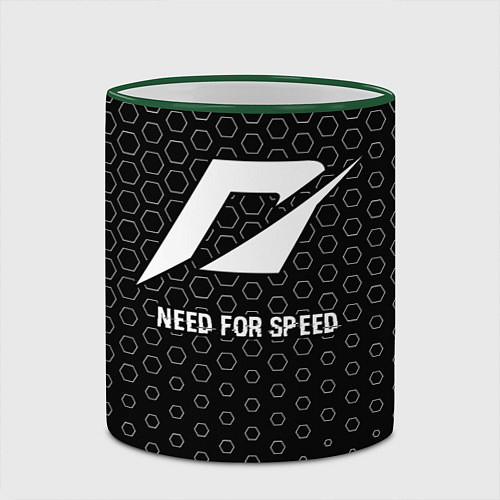Кружка цветная Need for Speed glitch на темном фоне / 3D-Зеленый кант – фото 2