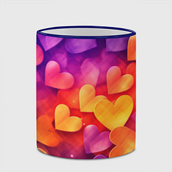 Кружка 3D Разноцветные сердечки, цвет: 3D-синий кант — фото 2