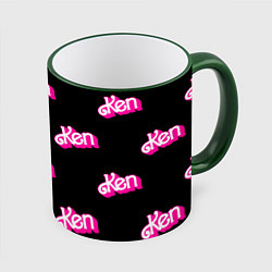 Кружка 3D Логотип Кен - патерн, цвет: 3D-зеленый кант