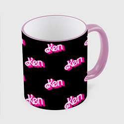 Кружка 3D Логотип Кен - патерн, цвет: 3D-розовый кант