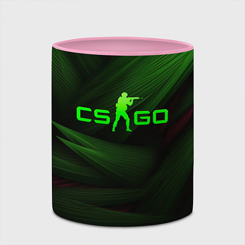 Кружка цветная CS GO green logo / 3D-Белый + розовый – фото 2