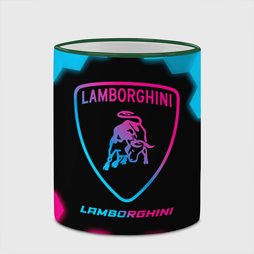 Кружка цветная Lamborghini - neon gradient / 3D-Зеленый кант – фото 2