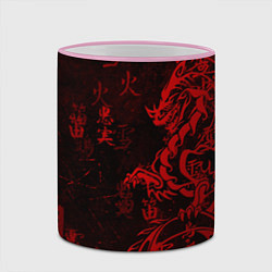 Кружка 3D Красный дракон - иероглифы, цвет: 3D-розовый кант — фото 2