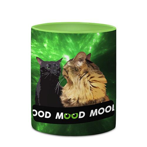 Кружка цветная Mood - коты из ТикТок / 3D-Белый + светло-зеленый – фото 2