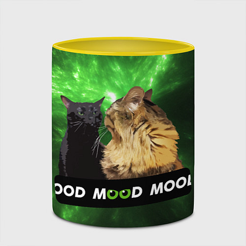 Кружка цветная Mood - коты из ТикТок / 3D-Белый + желтый – фото 2