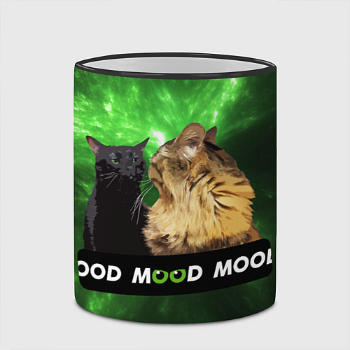 Кружка цветная Mood - коты из ТикТок / 3D-Черный кант – фото 2