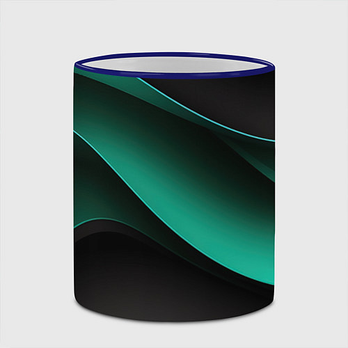 Кружка цветная Абстрактная зеленая текстура / 3D-Синий кант – фото 2