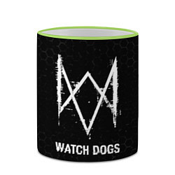 Кружка 3D Watch Dogs glitch на темном фоне, цвет: 3D-светло-зеленый кант — фото 2