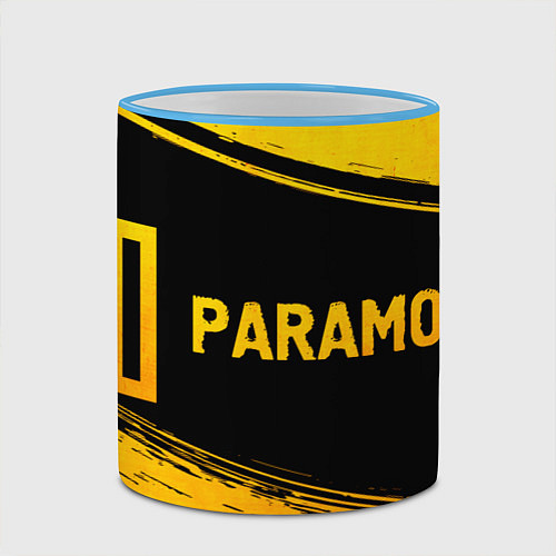 Кружка цветная Paramore - gold gradient: надпись и символ / 3D-Небесно-голубой кант – фото 2