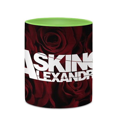 Кружка цветная Asking Alexandria roses / 3D-Белый + светло-зеленый – фото 2