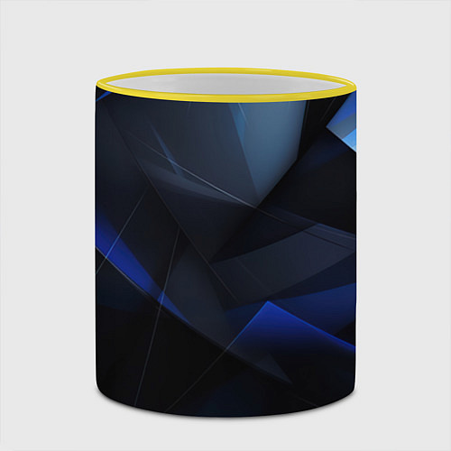 Кружка цветная Черная и голубая текстура / 3D-Желтый кант – фото 2