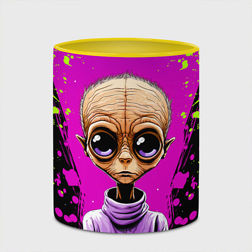 Кружка цветная Alien - comics art style / 3D-Белый + желтый – фото 2