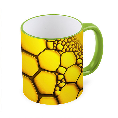 Кружка цветная Желтые объемные плиты / 3D-Светло-зеленый кант – фото 1