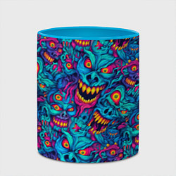 Кружка 3D Неоновые монстры - graffiti art style pattern, цвет: 3D-белый + небесно-голубой — фото 2
