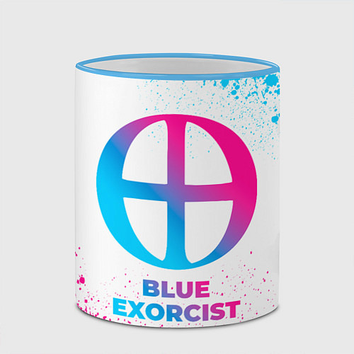 Кружка цветная Blue Exorcist neon gradient style / 3D-Небесно-голубой кант – фото 2