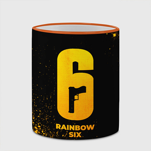 Кружка цветная Rainbow Six - gold gradient / 3D-Оранжевый кант – фото 2