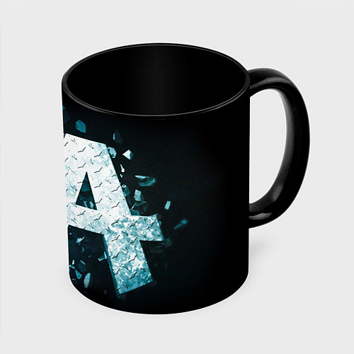 Кружка цветная Asking Alexandria emblem / 3D-Белый + черный – фото 1