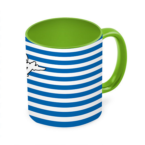Кружка цветная Тельняшка синяя - логотип вдв / 3D-Белый + светло-зеленый – фото 1
