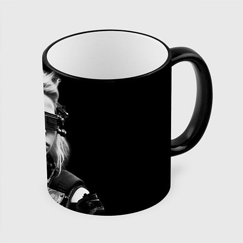 Кружка цветная Девушка кибергот / 3D-Черный кант – фото 1