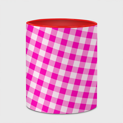 Кружка цветная Розовая клетка Барби / 3D-Белый + красный – фото 2