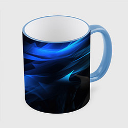 Кружка 3D Black blue texture, цвет: 3D-небесно-голубой кант