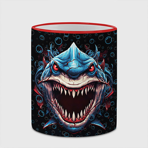 Кружка цветная Evil shark / 3D-Красный кант – фото 2