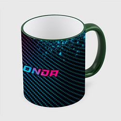 Кружка 3D Honda - neon gradient: надпись и символ, цвет: 3D-зеленый кант