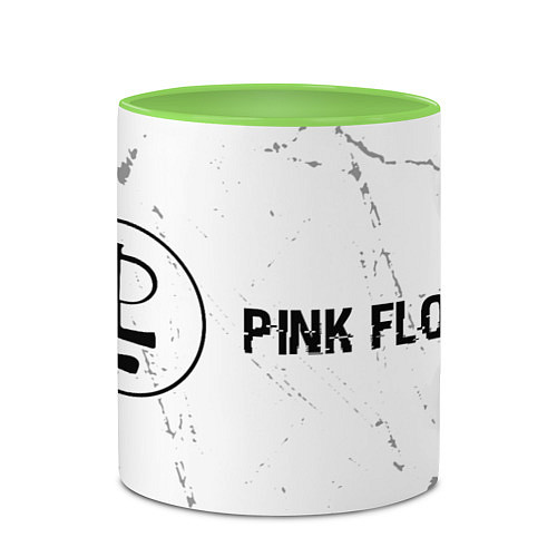 Кружка цветная Pink Floyd glitch на светлом фоне: надпись и симво / 3D-Белый + светло-зеленый – фото 2