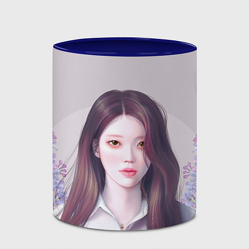 Кружка цветная АйЮ в цыетах - IU / 3D-Белый + синий – фото 2