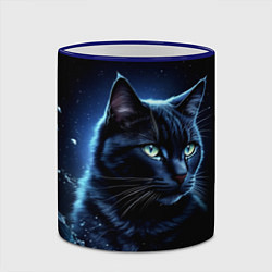 Кружка 3D Черный кот - брызги воды, цвет: 3D-синий кант — фото 2
