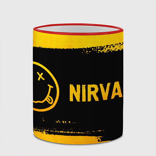 Кружка цветная Nirvana - gold gradient: надпись и символ / 3D-Красный кант – фото 2