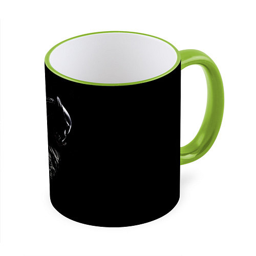 Кружка цветная Хищник на черном фоне / 3D-Светло-зеленый кант – фото 1