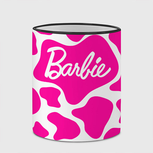 Кружка цветная Животный паттерн - Барби / 3D-Черный кант – фото 2