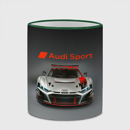 Кружка цветная Audi sport - racing car - extreme / 3D-Зеленый кант – фото 2