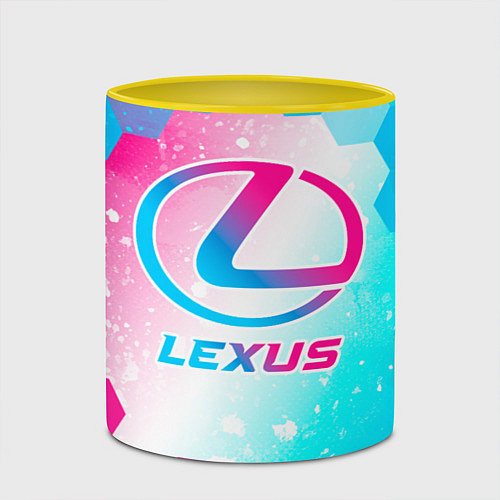 Кружка цветная Lexus neon gradient style / 3D-Белый + желтый – фото 2