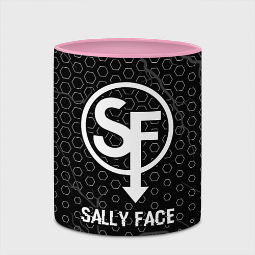Кружка цветная Sally Face glitch на темном фоне / 3D-Белый + розовый – фото 2