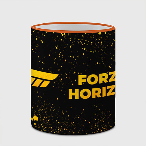 Кружка цветная Forza Horizon - gold gradient: надпись и символ / 3D-Оранжевый кант – фото 2