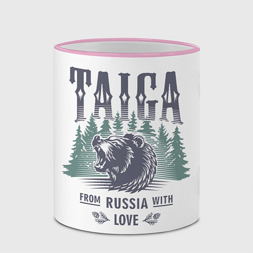 Кружка цветная Тайга - из России с любовью / 3D-Розовый кант – фото 2