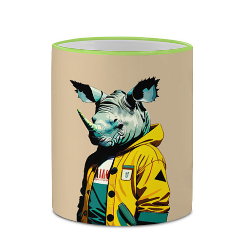 Кружка цветная Dude rhino - urban style / 3D-Светло-зеленый кант – фото 2