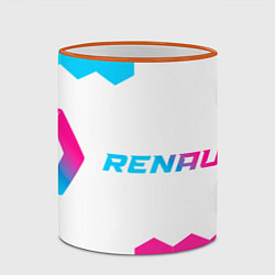 Кружка 3D Renault neon gradient style: надпись и символ, цвет: 3D-оранжевый кант — фото 2