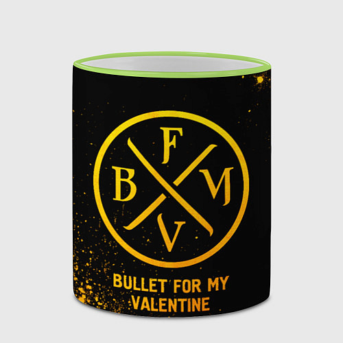 Кружка цветная Bullet For My Valentine - gold gradient / 3D-Светло-зеленый кант – фото 2
